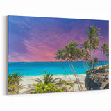 Tropical Island Prints – Vibrant Beach and Palm Trees, Barbados Wall Art
