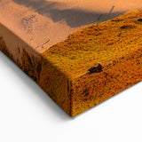 Barbados Landscape Art – Sunset Coastal View with Mountains and Flowers