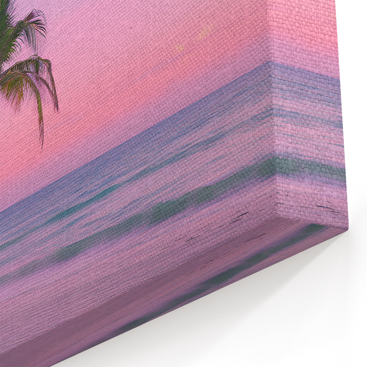 Barbados Coastal Art – Soft Pink and Purple Sky with Palm Trees Wall Decor