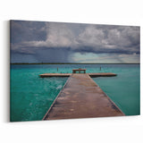 Quintana Roo Wall Art – Mexico Scenery Prints of Pier and Storm Clouds