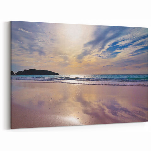 Scenic Bermuda Landscapes - Serene Sunset Over Pink Sand Beach