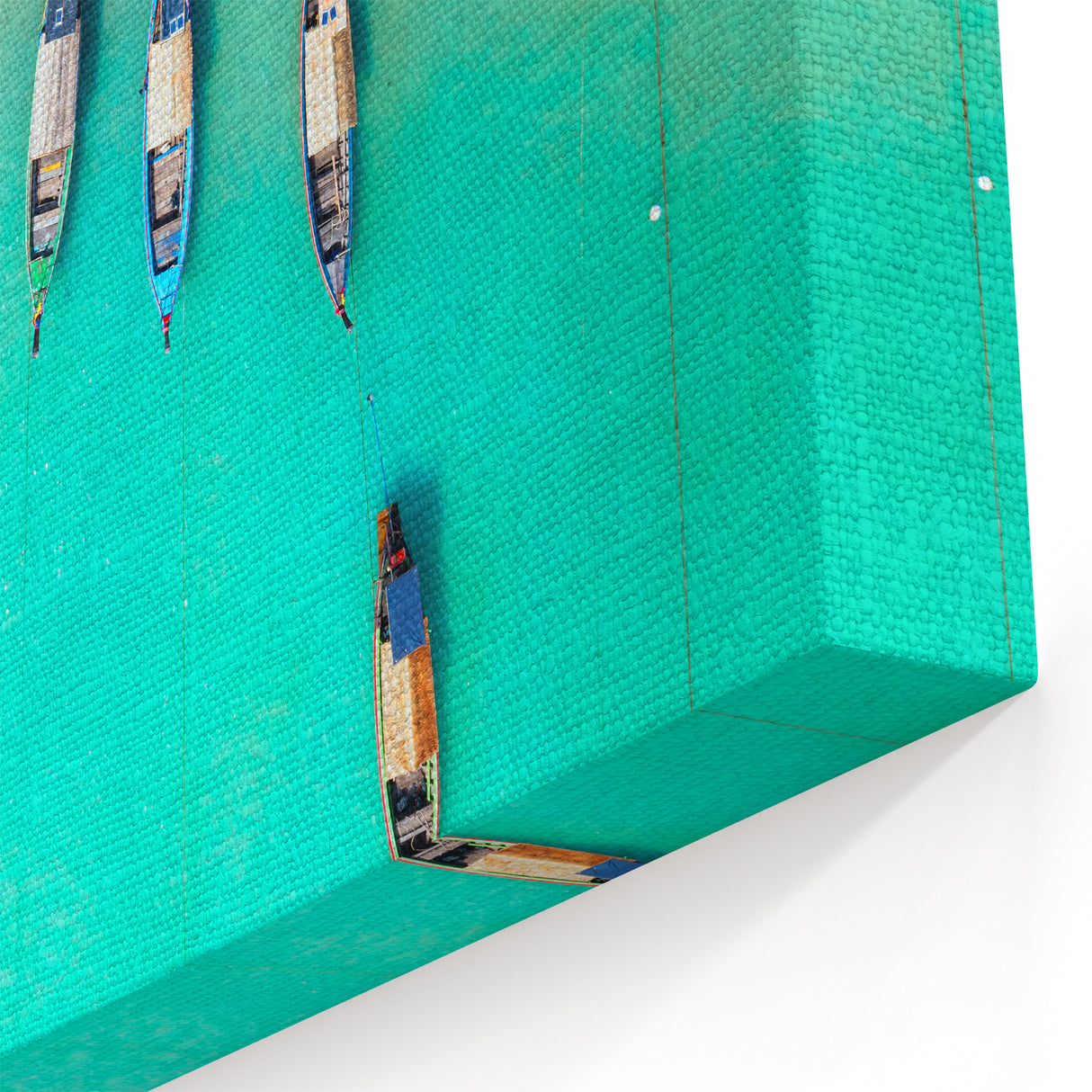 Tropical Canvas Art – Aerial Boats in Turquoise Waters of Cayman Island