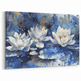 Blue Water Lily Wall Art - Stunning Botanical Canvas Print for Home Decor