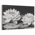 Black and White Water Lily Art - Botanical Floral Wall Art Print
