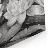 Black and White Water Lily Art - Botanical Floral Wall Art Print