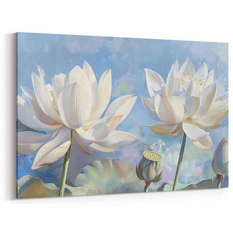 White Water Lily Canvas - Elegant Floral Wall Art for Home Decor