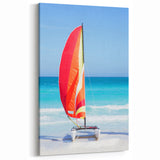 Caribbean Art – Colorful Sailboat on Tropical Beach Cuban Culture Art
