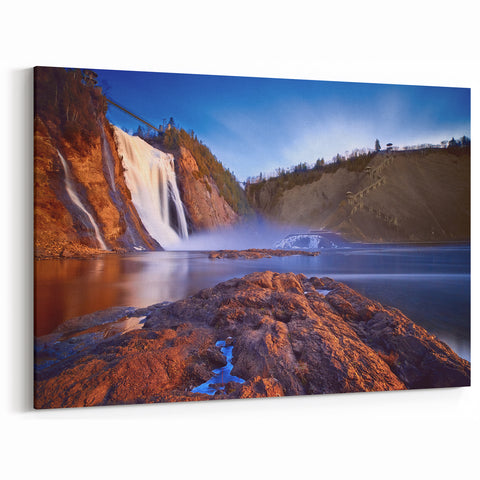 Majestic Quebec Waterfall Scene – Nature Art, Scenic Landscape Print