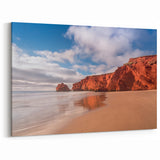 Red Cliffs Coastal Scene Quebec – Vibrant Beach Landscape Wall Art