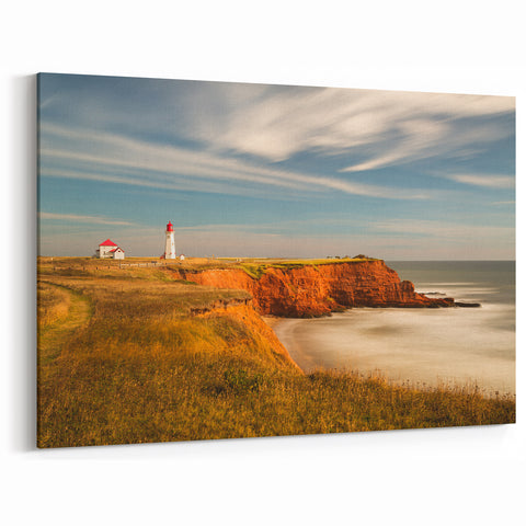 Lighthouse Coastal Scene Quebec – Scenic Cliff Landscape Wall Art