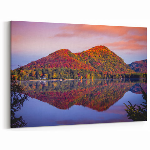 Autumn Mountain Reflection Quebec – Scenic Landscape Wall Art