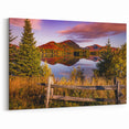 Lakeside Autumn Reflections Quebec – Rustic Landscape Wall Art Print