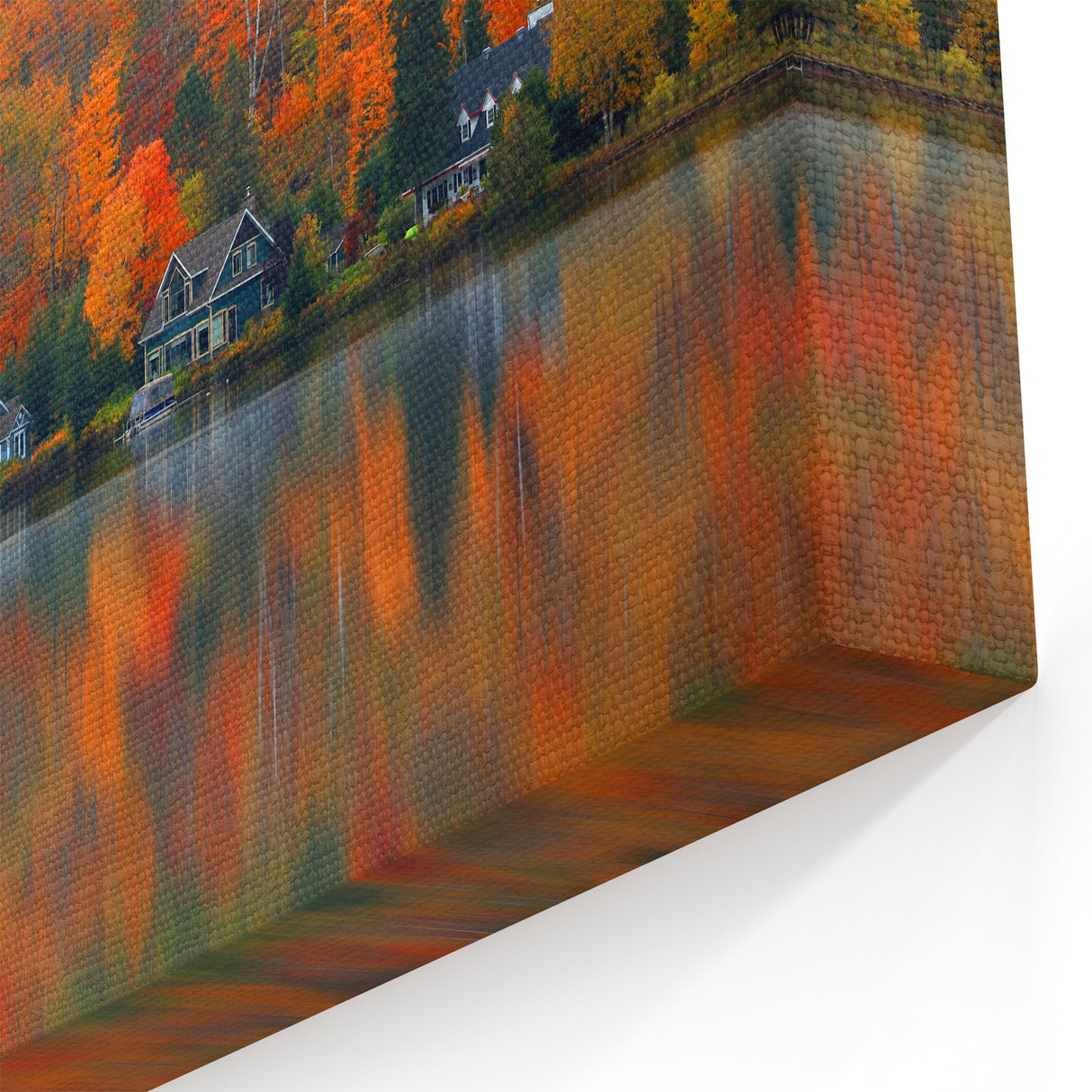 Forest Lakeside Autumn Quebec – Vibrant Fall Foliage Landscape Wall Art