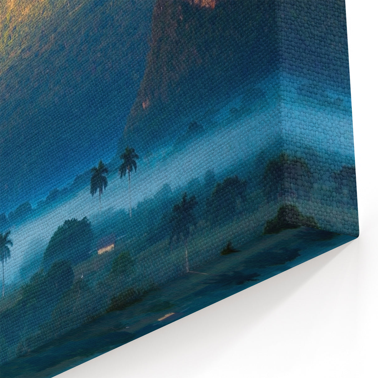 Serene Cuban Landscape Wall Art - Mountain View with Palm Trees Decor