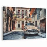 Vintage Cuban Car Wall Art - Havana Streets with Classic Architecture