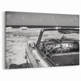 Classic Cuban Convertible Wall Art - Black and White Vintage Car Scene