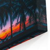 Sunset Cuba Wall Art - Tropical Palm Trees with Vibrant Caribbean Sky