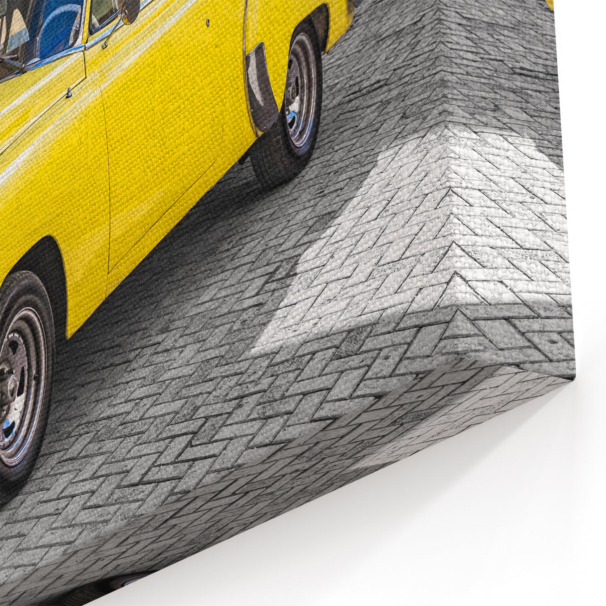 Vintage Cuba Posters – Classic Yellow Car in Havana Street Art