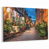 Festive Quebec Street Scene – Christmas Holiday Wall Art, Winter Decor