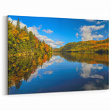 Autumn Lake Reflection Quebec – Scenic Fall Landscape Wall Art Print