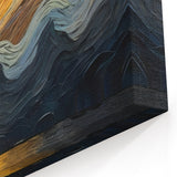 Abstract Swirling Sun Over Lake – Dynamic Sun Wall Art in Gold and Navy