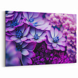 Vibrant Purple Floral Wall Art: Close-Up of Bold Blossoming Flowers Canvas