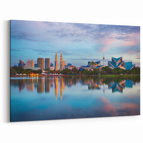 Malaysia Wall Art – Kuala Lumpur Skyline Reflection on Tranquil Waters