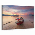Tropical Malaysia Poster – Serene Sunset with Traditional Wooden Boat