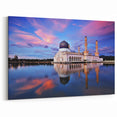 Framed Malaysian Art – Beautiful Mosque at Sunset with Reflective Waters