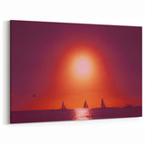 Caribbean Landscape Prints - Dominican Sunset Sailboats on the Horizon