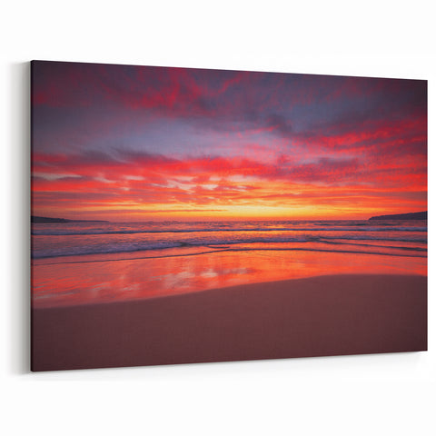 Tropical Beach Wall Art - Fiery Dominican Sunset Over Tranquil Waves