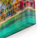 Dominican Republic Wall Art - Colorful Coastal Houses and Palm Trees