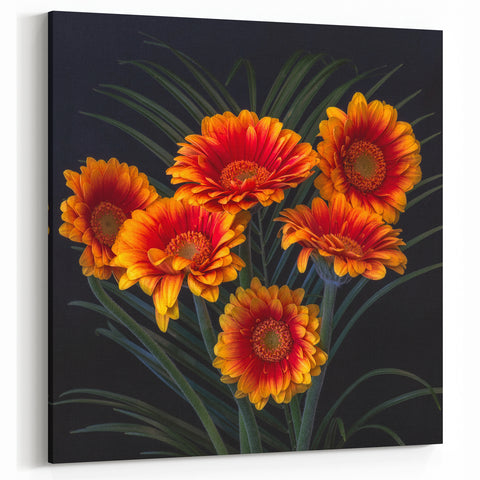Fiery Orange Daisy Wall Art – Vibrant Floral Canvas Print for Home