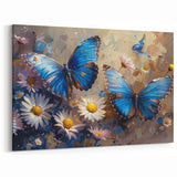 Butterfly and Daisy Wall Art – Vibrant Blue Butterfly Canvas Print