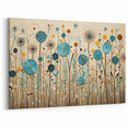Abstract Teal and Mustard Wildflower Wall Art – Modern Floral Design