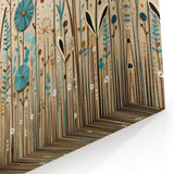 Abstract Teal and Mustard Wildflower Wall Art – Modern Floral Design