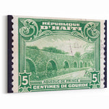 Haitian Coastal Scenes - Island Paradise Art with Vintage Stamp Design