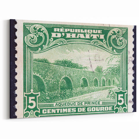 Haitian Coastal Scenes - Island Paradise Art with Vintage Stamp Design