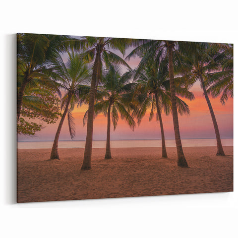Island Paradise Art - Haitian Coastal Scenes with Sunset and Palms