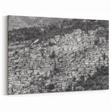 Haiti Wall Art - Haitian Culture Artwork of Black and White Cityscape