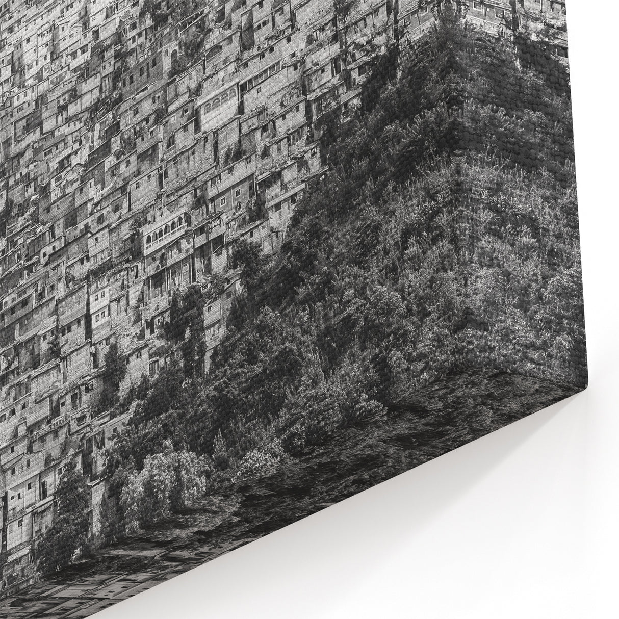 Haiti Wall Art - Haitian Culture Artwork of Black and White Cityscape
