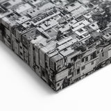 Haiti Wall Art - Haitian Culture Artwork of Black and White Cityscape