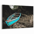 Tropical Decor from Haiti - Island Paradise Art with Rustic Boat Scene