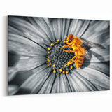 Bee on Flower Wall Art - Vibrant Nature Close-Up for Modern Decor