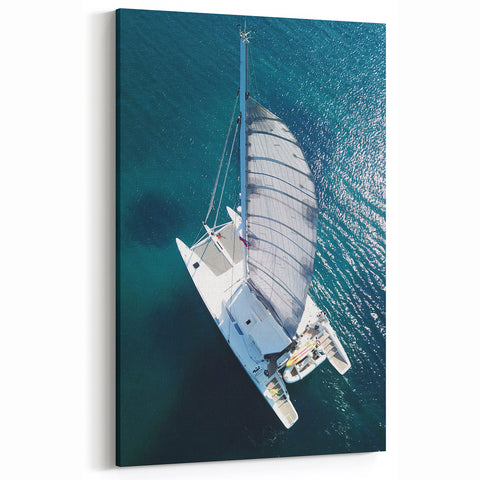 Tropical Jamaica Art - Scenic Sailing Boat in Caribbean Waters