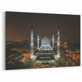 Framed Malaysian Art – Majestic Mosque Illuminated at Night in Kuala Lumpur