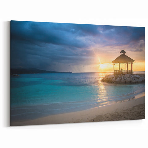 Jamaica Wall Art - Stunning Sunset Pavilion on Caribbean Beach