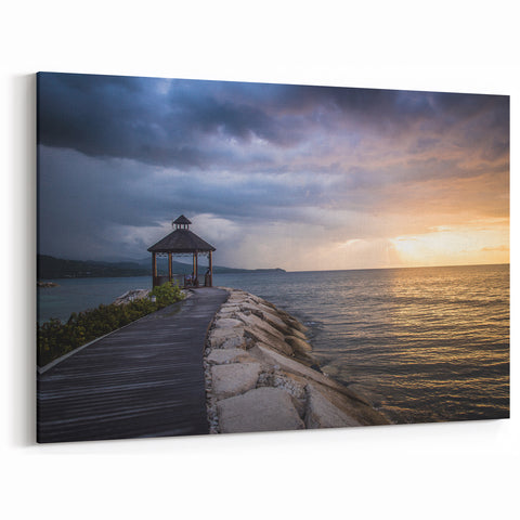 Scenic Jamaica Prints - Peaceful Pavilion at Caribbean Sunset