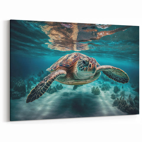 Acrylic Malaysia Scenes – Majestic Sea Turtle Swimming Underwater
