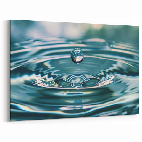 Serene Water Droplet Ripple Close-Up - Nature Water-Themed Wall Art